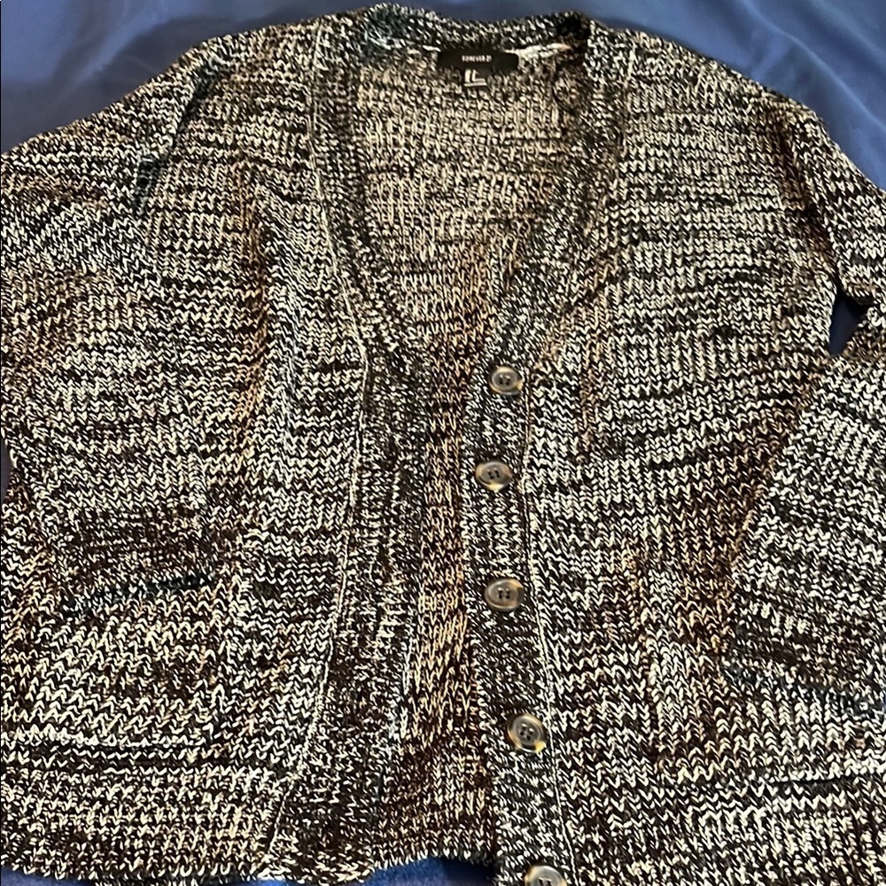 Black and white knit cardigan